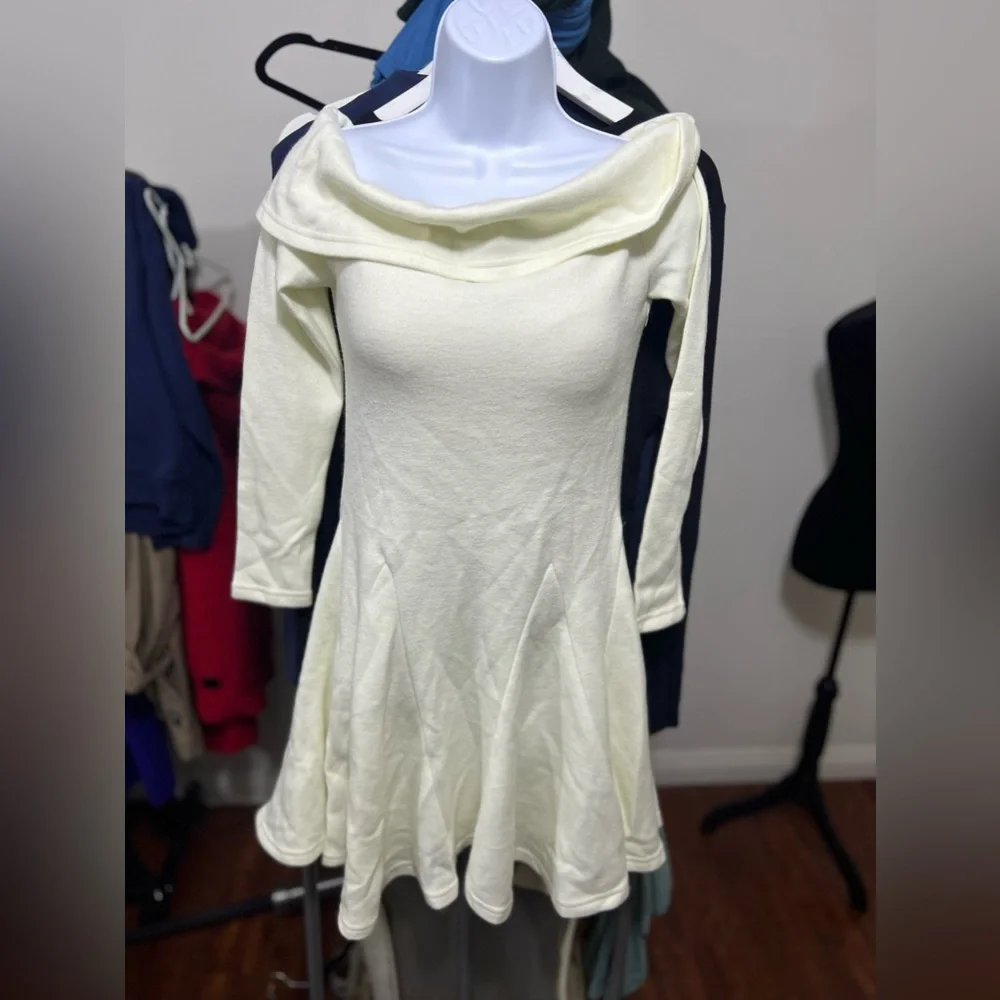 OGL Cashsoft Long-Sleeve Off-The-Shoulder Brami Flounce Dress - Picture 2 of 6